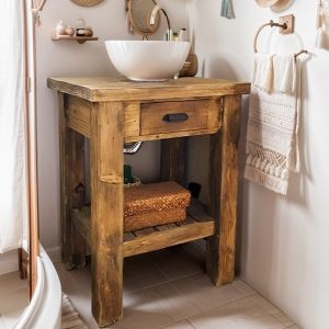 Unique Rustic Barnwood Vanity Bathroom, Rustic Single Sink Vanity, Unique Reclaimed Farmhouse Vanity, Counter Top Wood Table with Drawers