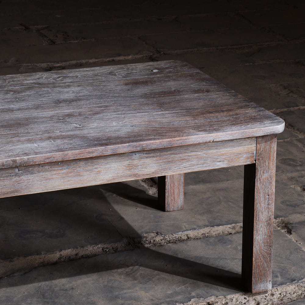 Vintage Reclaimed neem Wood Coffee Table | Rustic Grey finish | Smooth round edges | Easy Customization | Living room Center/Sofa table - Image 4