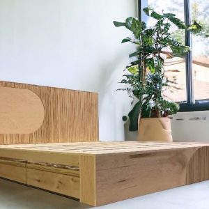 Custom Platform Bed Frame for Apartment Decor - "Eero" White Oak Wooden Bed Frame for Anniversary Gift - King Bed Frame Reclaimed Furniture