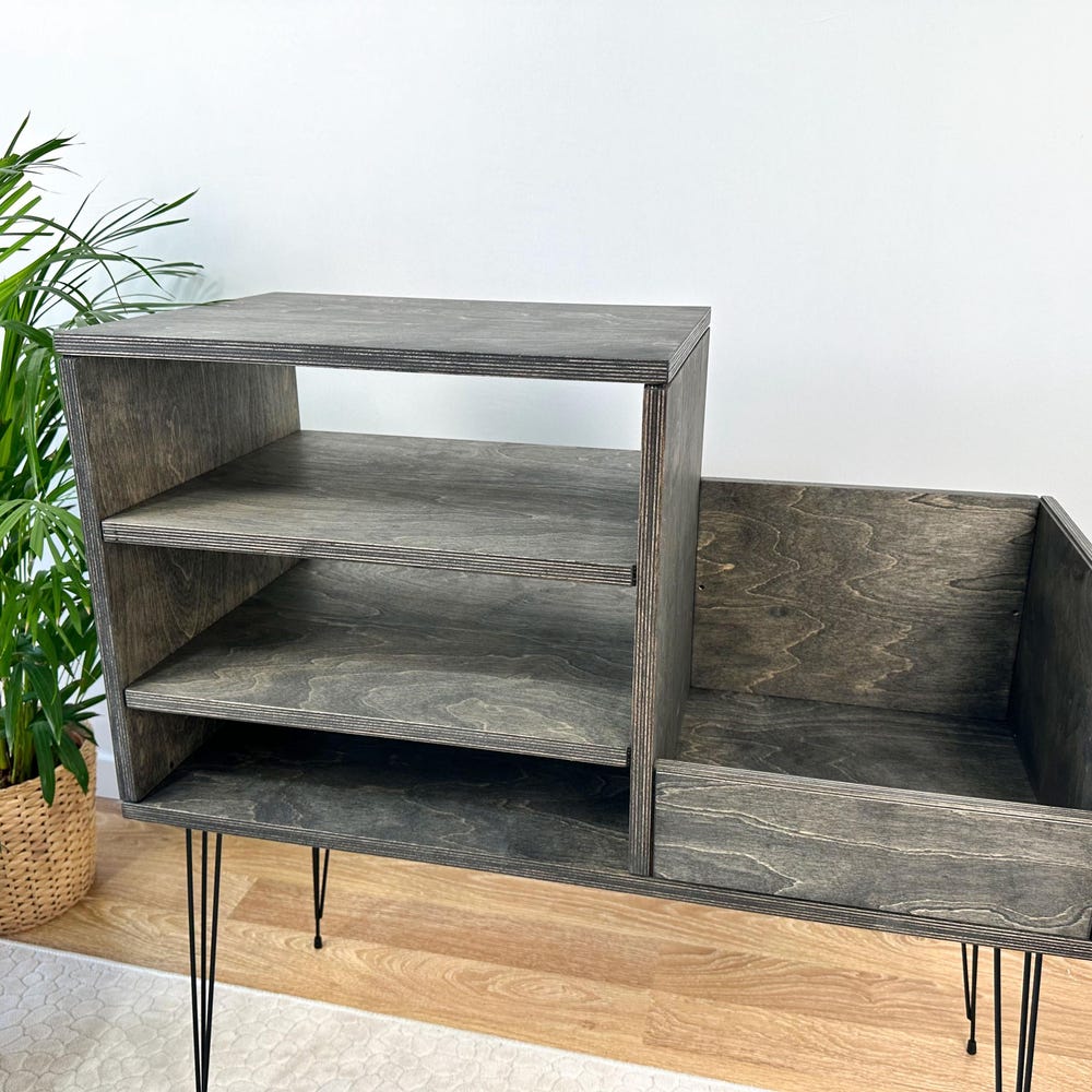 Wood Record Player Stand, Vinyl Console, Vinyl End table, Console Table, Record Cabinet, Record Holder - Image 4