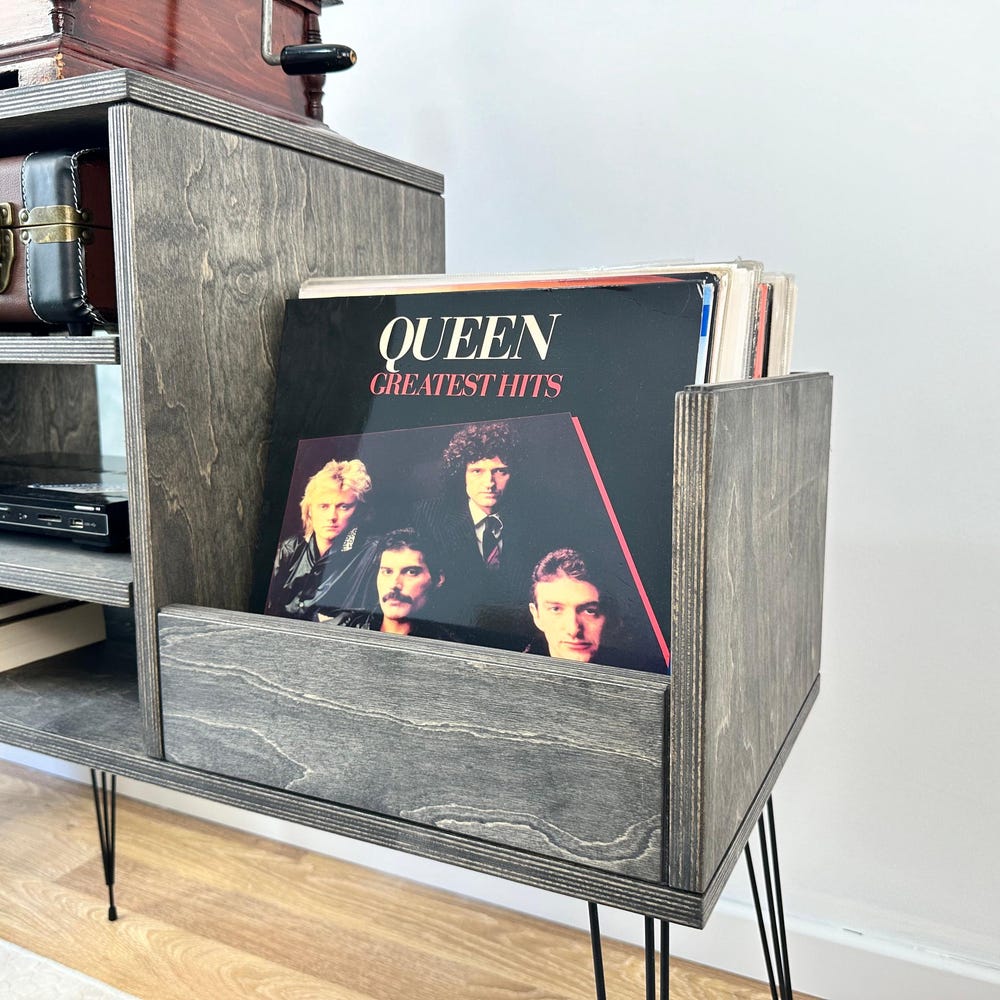 Wood Record Player Stand, Vinyl Console, Vinyl End table, Console Table, Record Cabinet, Record Holder - Image 3