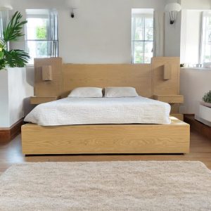 Platform Bed Frame - The Waugh Wooden Bed Frame Handmade Furniture - Modern Bed Frame for Room Decor - White Oak Wooden Furniture
