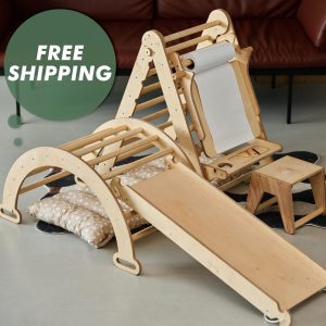 il_1000x1000.6201429494_kgig.jpg Montessori play gym, Indoor wooden climbing frame with slide and folding triangle ladder 5 positions, Montessori toys for kids 1-7 years old