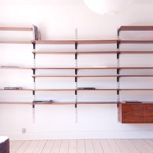 Danish shelving unit mid century wall unit modular vintage shelving system rosewood shelving unit with rails Scandinavian shelving unit mcm