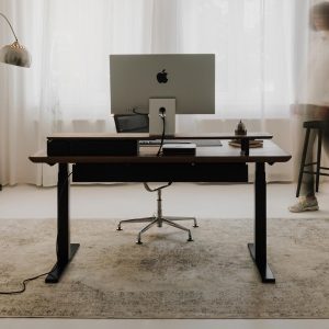 Standing Desk Pro - Oakywood Solid Wood Sitting to Standing Desk, Adjustable-Height Desk, Electric Desk, Oak Walnut, Handmade Computer Desk