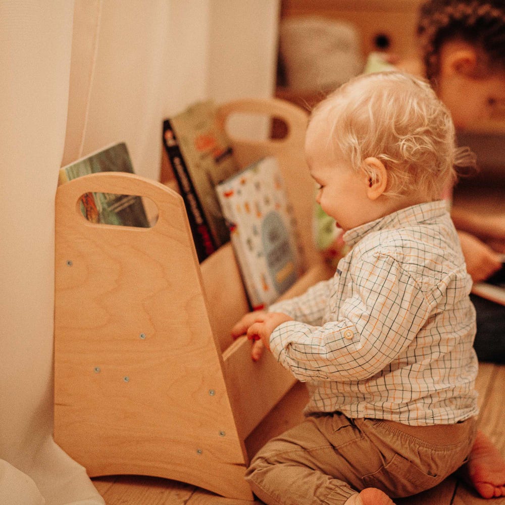 Wooden Montessori Bookshelf for Kids, Playroom Storage Bookcase, Nursery Furniture for Toddlers - Image 7