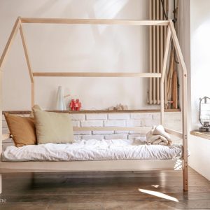 Alder Wood Bed Frame / Canopy Bed Frame / Bed for Toddlers / Kids Frame bad with  slats/ Bed with legs