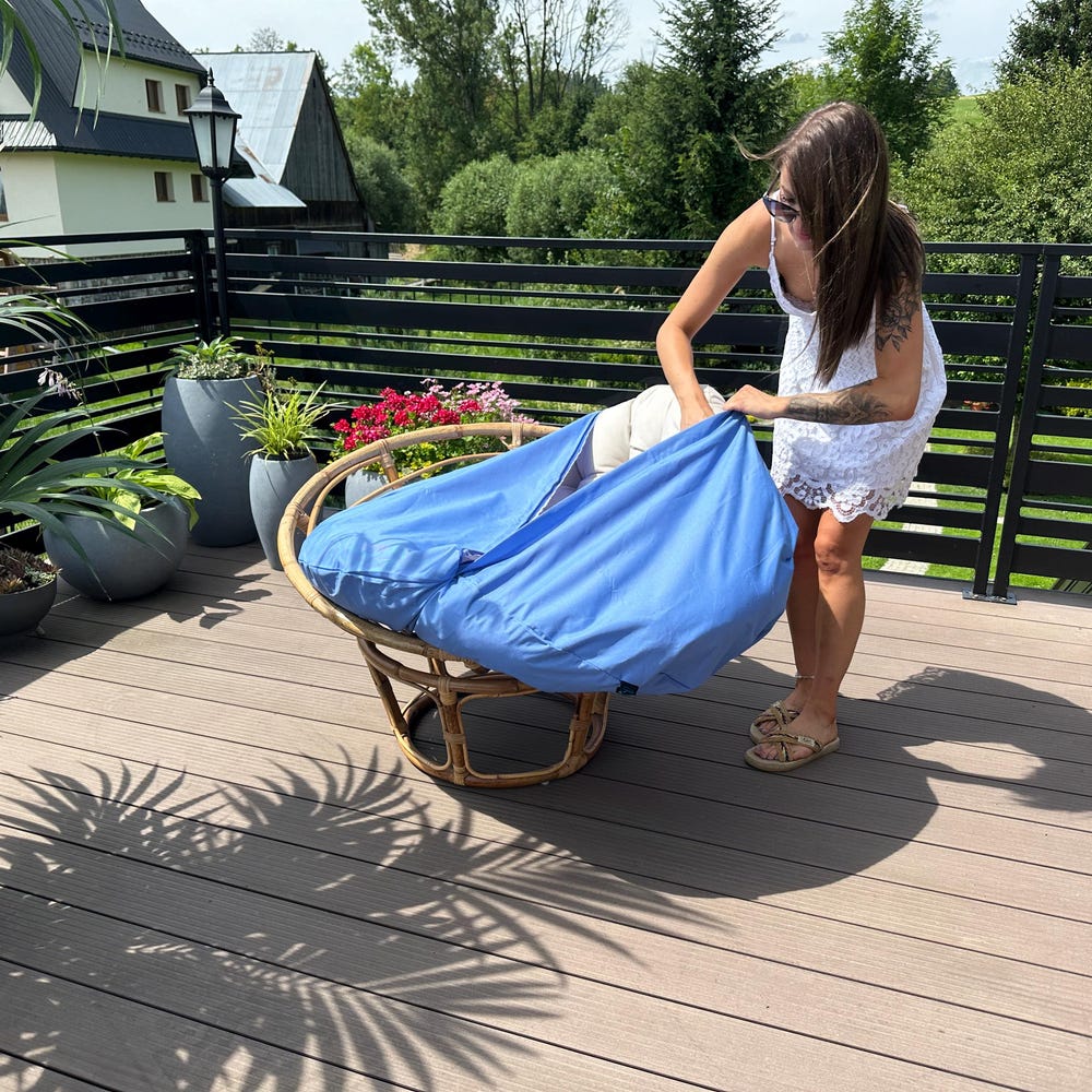 Waterproof papasan pillow cover | Water Resistant Pillowcase | Round cushion cover| Patio cushion cover | Rattan chair cushion cover | - Image 6