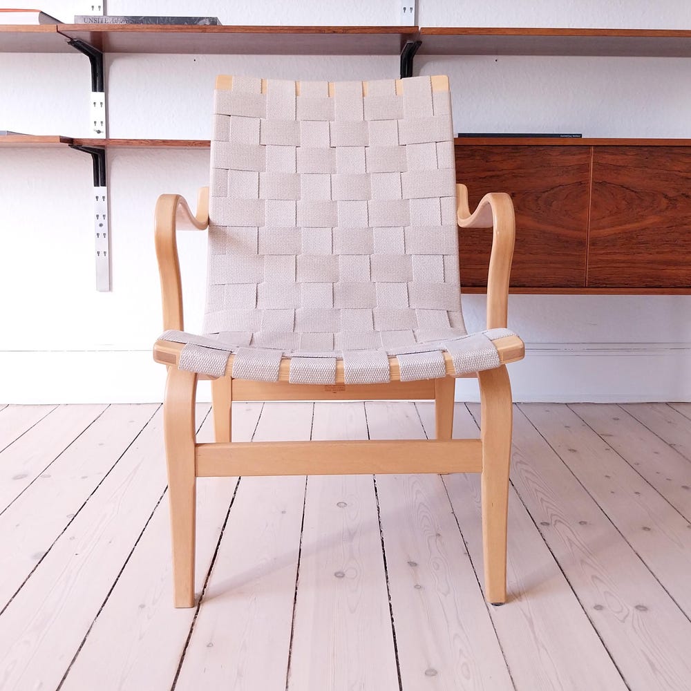 Bruno Mathsson chair, Scandinavian lounge chair wooden mid century accent chair sculptural, swedish livingroom furniture, mcm armchair vowen - Image 2