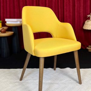 Upholstered Dining Chair with Armrest, Modern Dining Chair, Designer Dining Chair,  Upholstered Wooden Dining Chair, Fabric Dining Chair