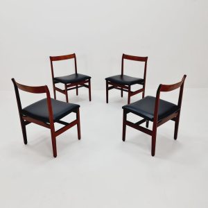 Vintage Danish solid teak dining chairs 1960s, set of 4
