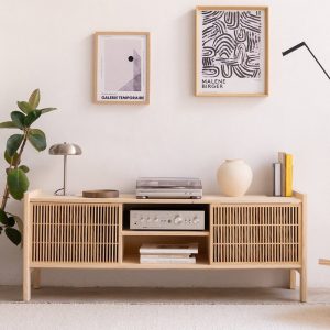 Record Player Stand, Solid Wood Vinyl Record Storage - Tarida