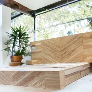 Hickory Bed Handcrafted Platform Bed Frame for Rustic Home Decor - Headboard with Hickory Mona King Size Bed Floor Bed for Unique Home Decor