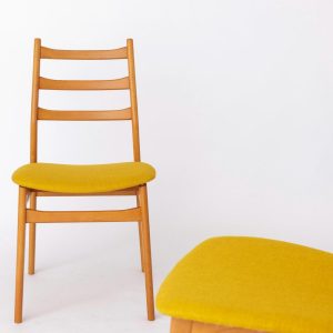 Pair of Vintage Casala Chairs – 1970s German Design, Beech Wood, Vibrant Yellow Upholstery