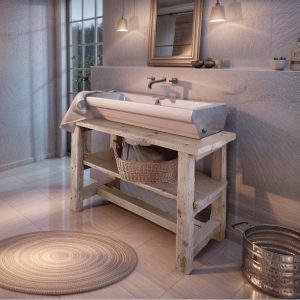 Custom Handmade Bathroom Rustic Vanity with Chesnut Wood, Quad Sink Vanity with Drawers, Solid Farmhouse Decor for Your Bathroom Countertop