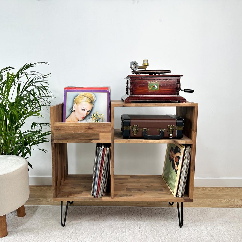 Wood Record Player Stand, Vinyl Console, Vinyl End table, Console Table, Record Cabinet, Record Holder - Image 8