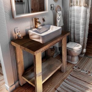 Handmade Rustic Barnwood Vanity Bathroom, Rustic Single Sink Vanity, Unique Reclaimed Farmhouse Vanity, Counter Top Wood Table with Drawers
