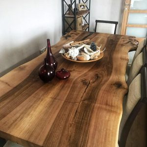 Walnut dine table, live edge dining table, handmade furniture desk, solid wood kitchen table