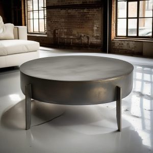 Round Metal Coffee Table, Drum Coffee Table, Metal Drum Coffee Table, Low Coffee Table