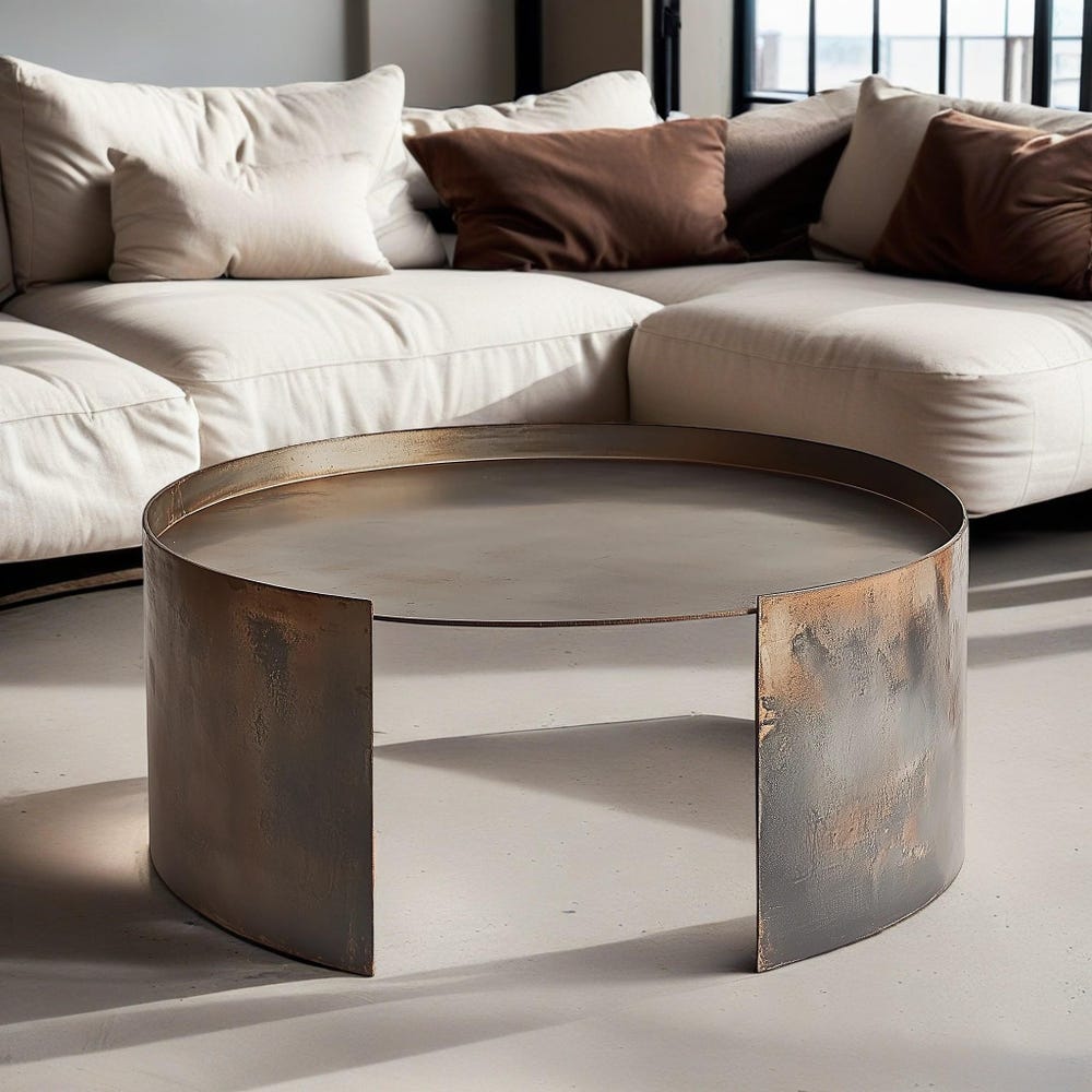 Drum Coffee Table, Metal Drum Table, Low Coffee Table, Modern Coffee Table, Metal Coffee Table - Image 9