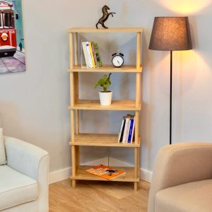 Modern Wooden Bookcase with Five Shelves – Perfect for Living Room or Office