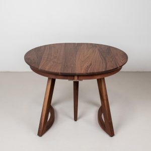 Round Extension Table, Extendable Walnut Table with Extra Leg Support, Round Walnut Table, Round Dining Table for Small Space