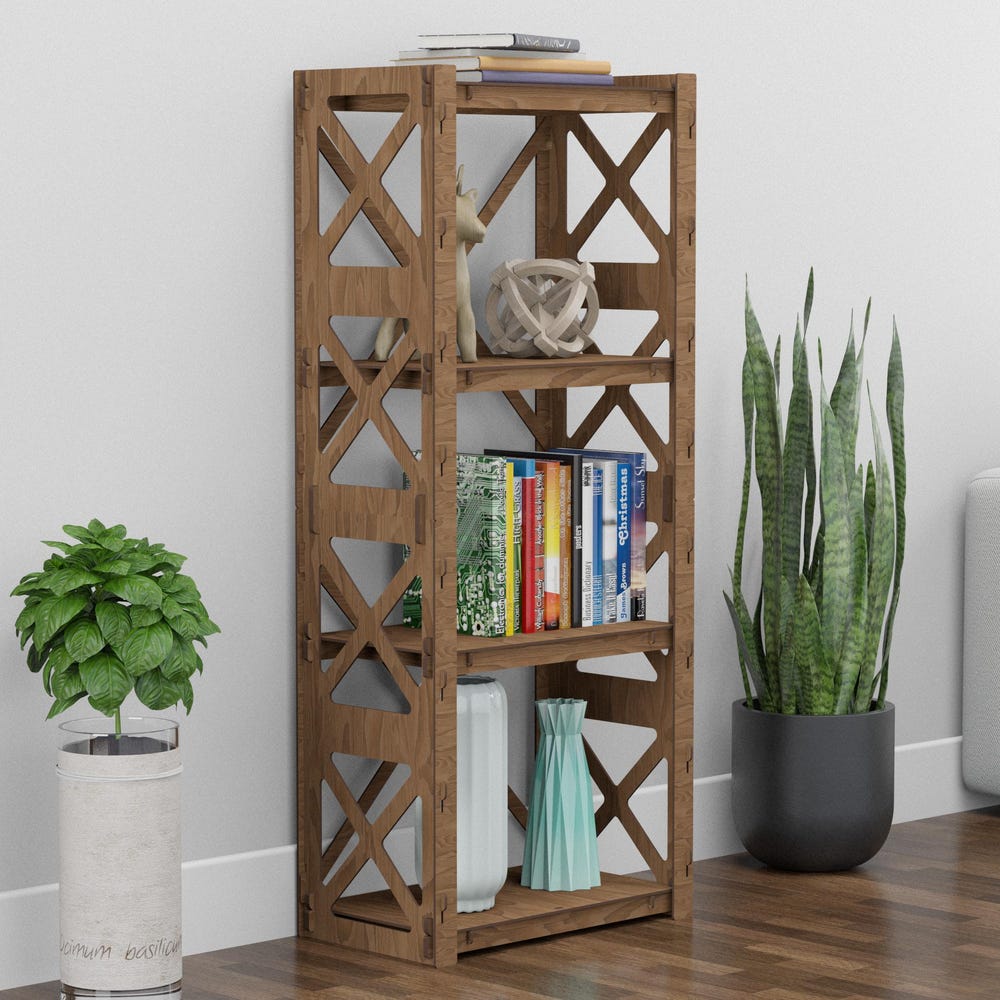 Bookcase for Flowers, Bookshelf, Etagere, Housewarming gift (59"h 12"d) Hexagonica
