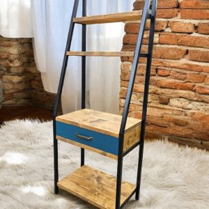 Industrial tv stand metal frame office desk shelves unit book organizer drawer space solution console table rustic vintage  livingroom decor