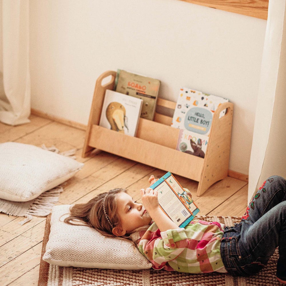 Wooden Montessori Bookshelf for Kids, Playroom Storage Bookcase, Nursery Furniture for Toddlers - Image 5