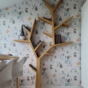 Handmade Tree Branch Bookshelf, Natural Wood, Nursery Room Bookshelf, Kids Room Bookshelf, Farmhouse Bookshelves, Boho, Crescent-Shaped