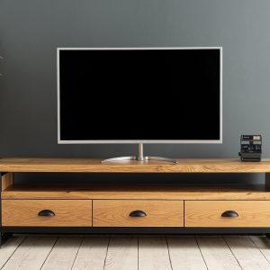 Oak Wood TV Unit & Console, Modern and Unique Design Decor, Tv stand with Drawers, Media Console and TV Storage Models , console table