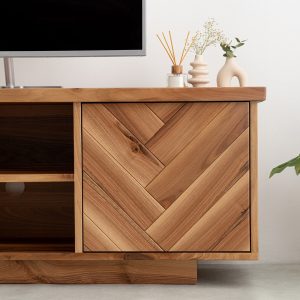 Walnut Wood TV Unit & Console, Modern and Unique Design Decor, Rectangular Cabinet with Drawers, Media Console and TV Storage Models