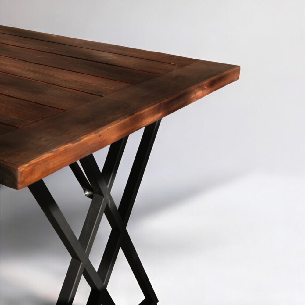 Detailed Wooden Table with Metal Legs, Premium Rustic Handcrafted Table for Farmhouse Kitchen-Patio, Custom Wood Table, Home & Office Table. - Image 9