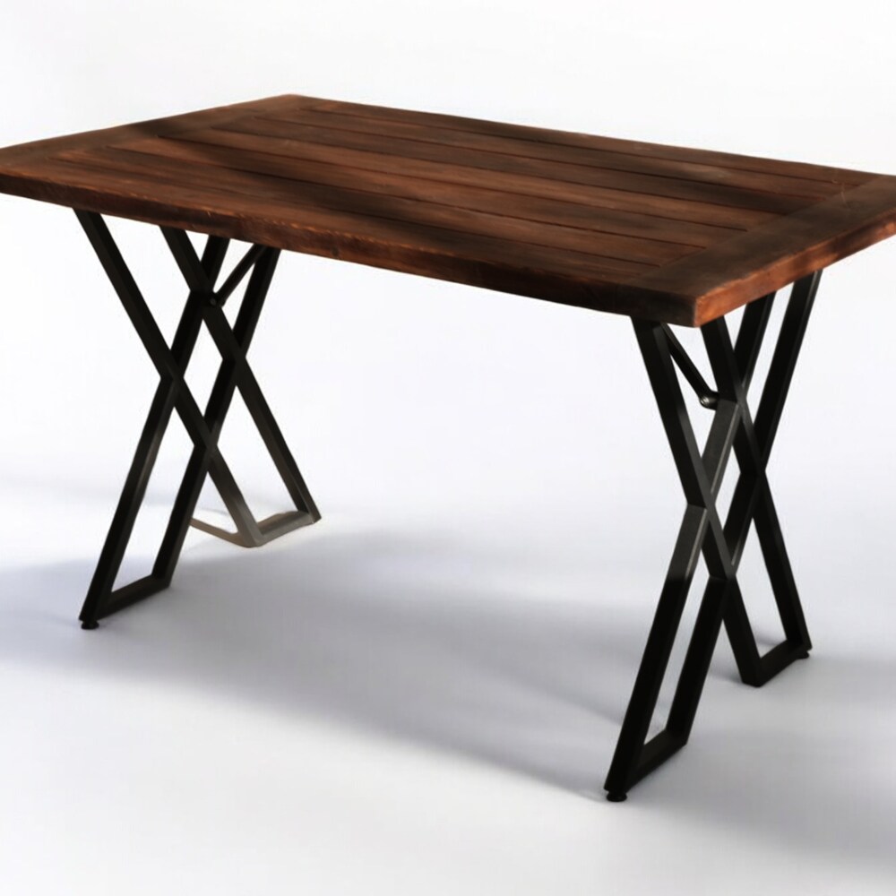 Detailed Wooden Table with Metal Legs, Premium Rustic Handcrafted Table for Farmhouse Kitchen-Patio, Custom Wood Table, Home & Office Table. - Image 10