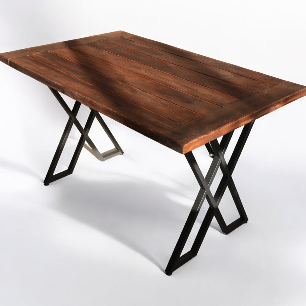 Detailed Wooden Table with Metal Legs, Premium Rustic Handcrafted Table for Farmhouse Kitchen-Patio, Custom Wood Table, Home & Office Table. - Image 3