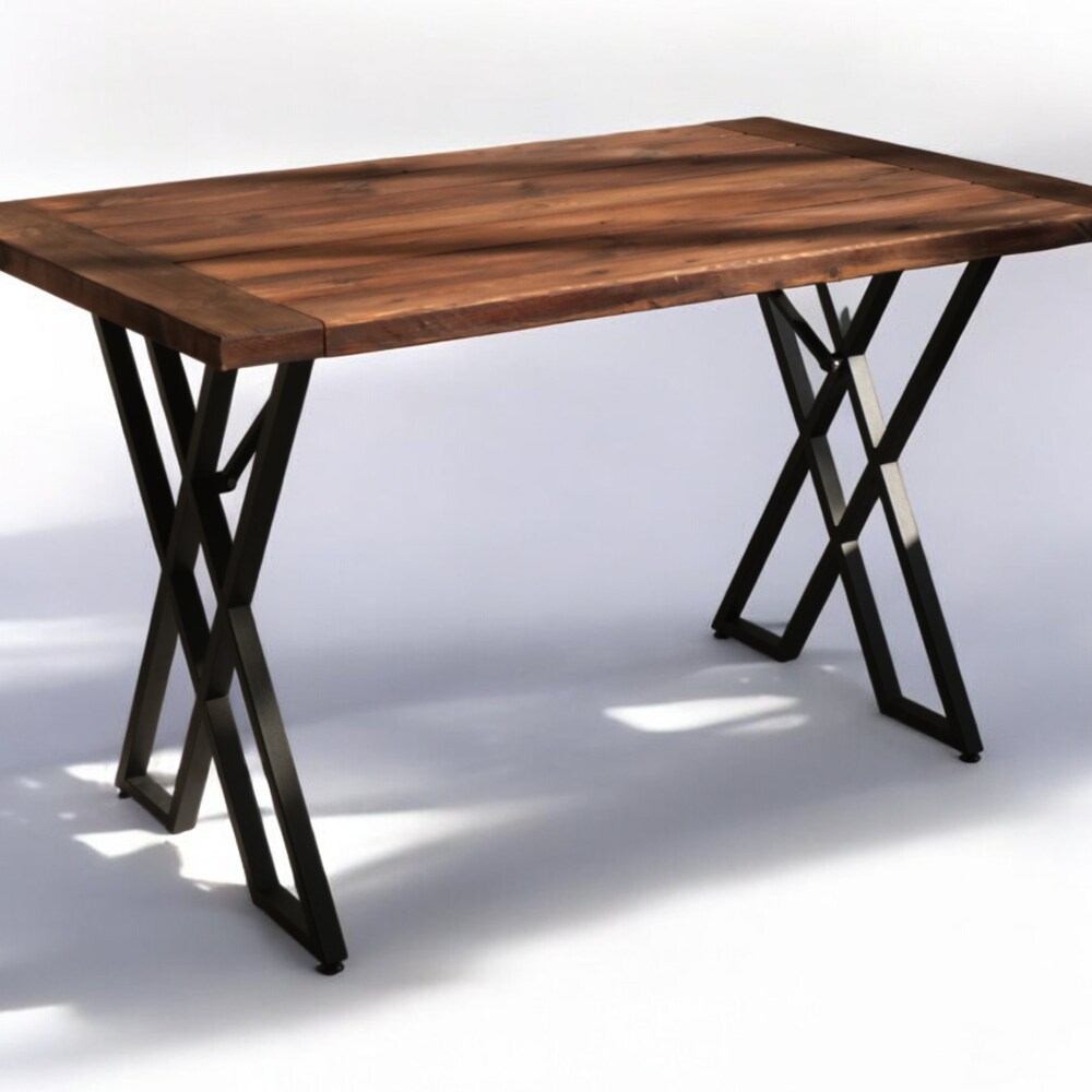 Detailed Wooden Table with Metal Legs, Premium Rustic Handcrafted Table for Farmhouse Kitchen-Patio, Custom Wood Table, Home & Office Table. - Image 6