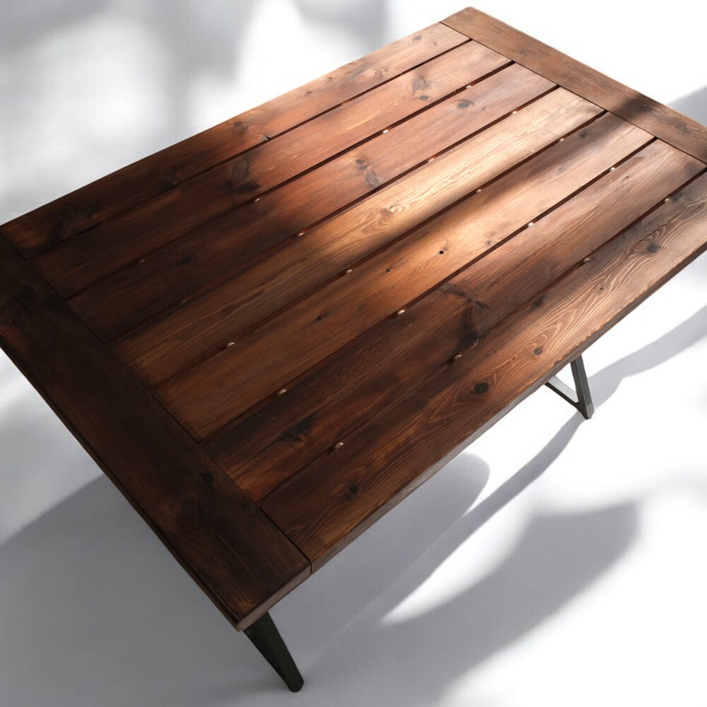 Detailed Wooden Table with Metal Legs, Premium Rustic Handcrafted Table for Farmhouse Kitchen-Patio, Custom Wood Table, Home & Office Table. - Image 4