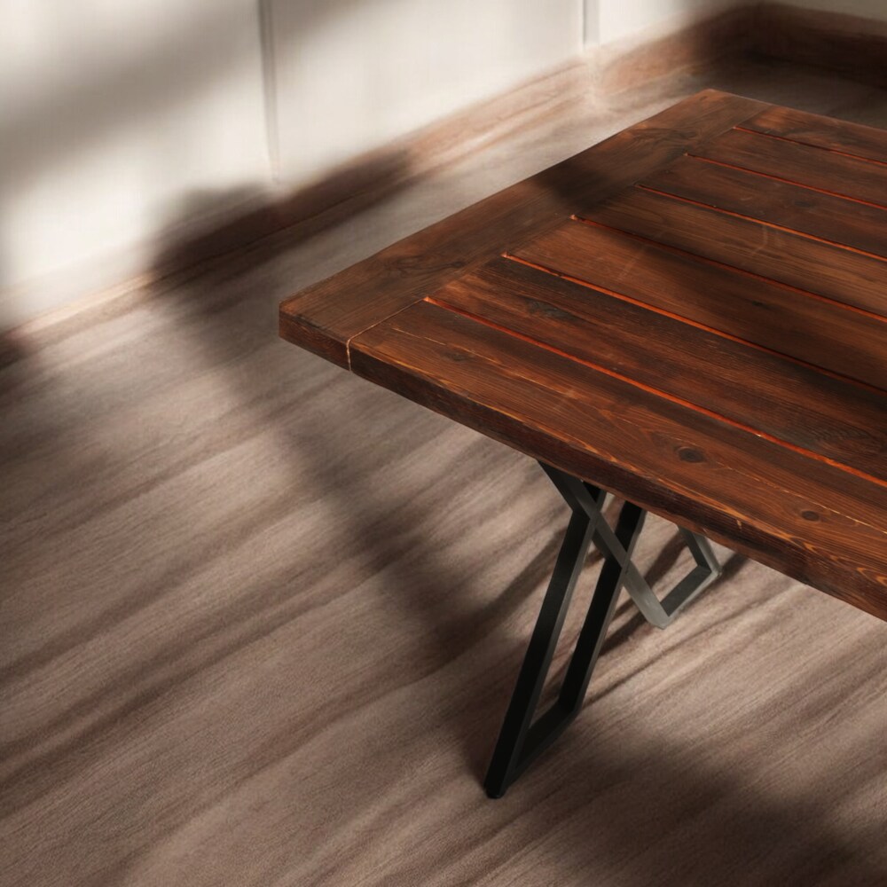 Detailed Wooden Table with Metal Legs, Premium Rustic Handcrafted Table for Farmhouse Kitchen-Patio, Custom Wood Table, Home & Office Table. - Image 11