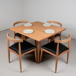 White Oak Table Top on Matching Oak Base, Square Pedestal Table for Kitchen or Dining Room, Small Dining Room Furniture, Square Dining Table