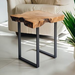 Live Edge End Table, Walnut Side Table, Live Edge Side Table, End Table With Metal Legs, Rustic End Table