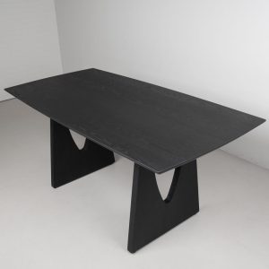 Modern Black Dining Table, Dramatic Oak Table on Custom Legs, Solid Oak Modern Dining Table Finished Black, Custom Black Wood Dining Table