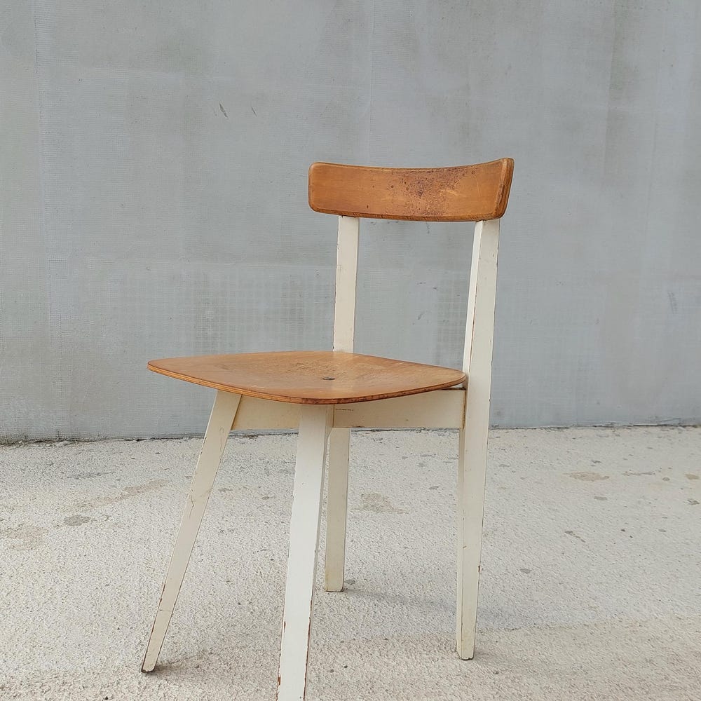 Mid Century Wooden Dining Chair / Designer Chair / Niko Kralj for Marles / Rustic Design / Cross Base Chair / 70's