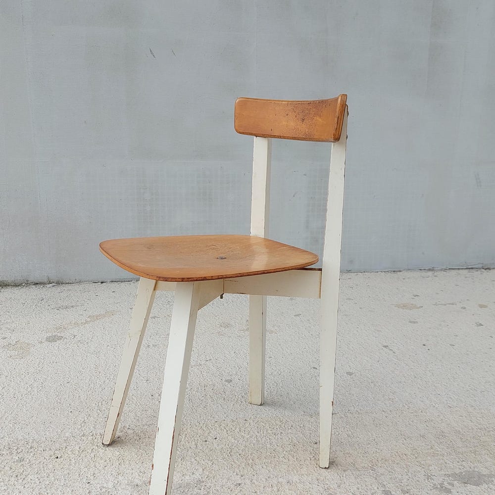 Mid Century Wooden Dining Chair / Designer Chair / Niko Kralj for Marles / Rustic Design / Cross Base Chair / 70's - Image 5