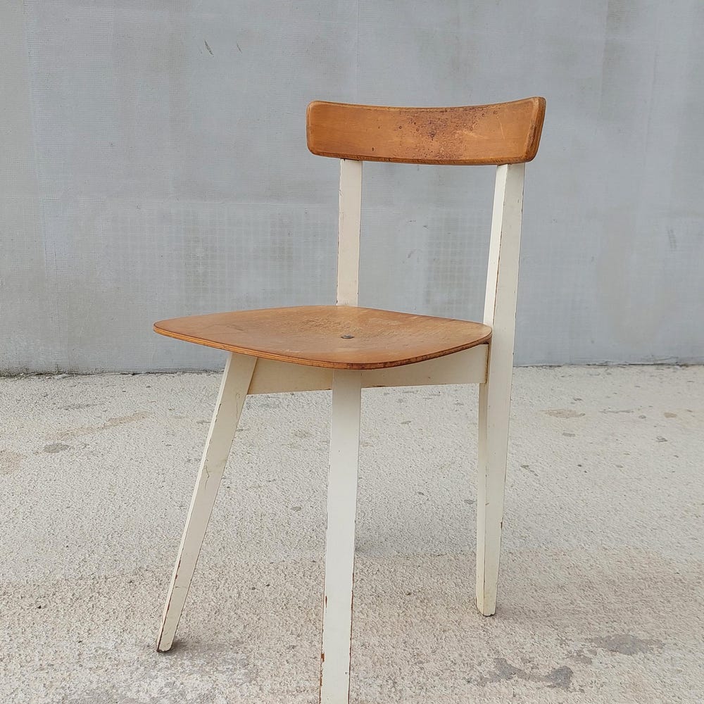 Mid Century Wooden Dining Chair / Designer Chair / Niko Kralj for Marles / Rustic Design / Cross Base Chair / 70's - Image 6