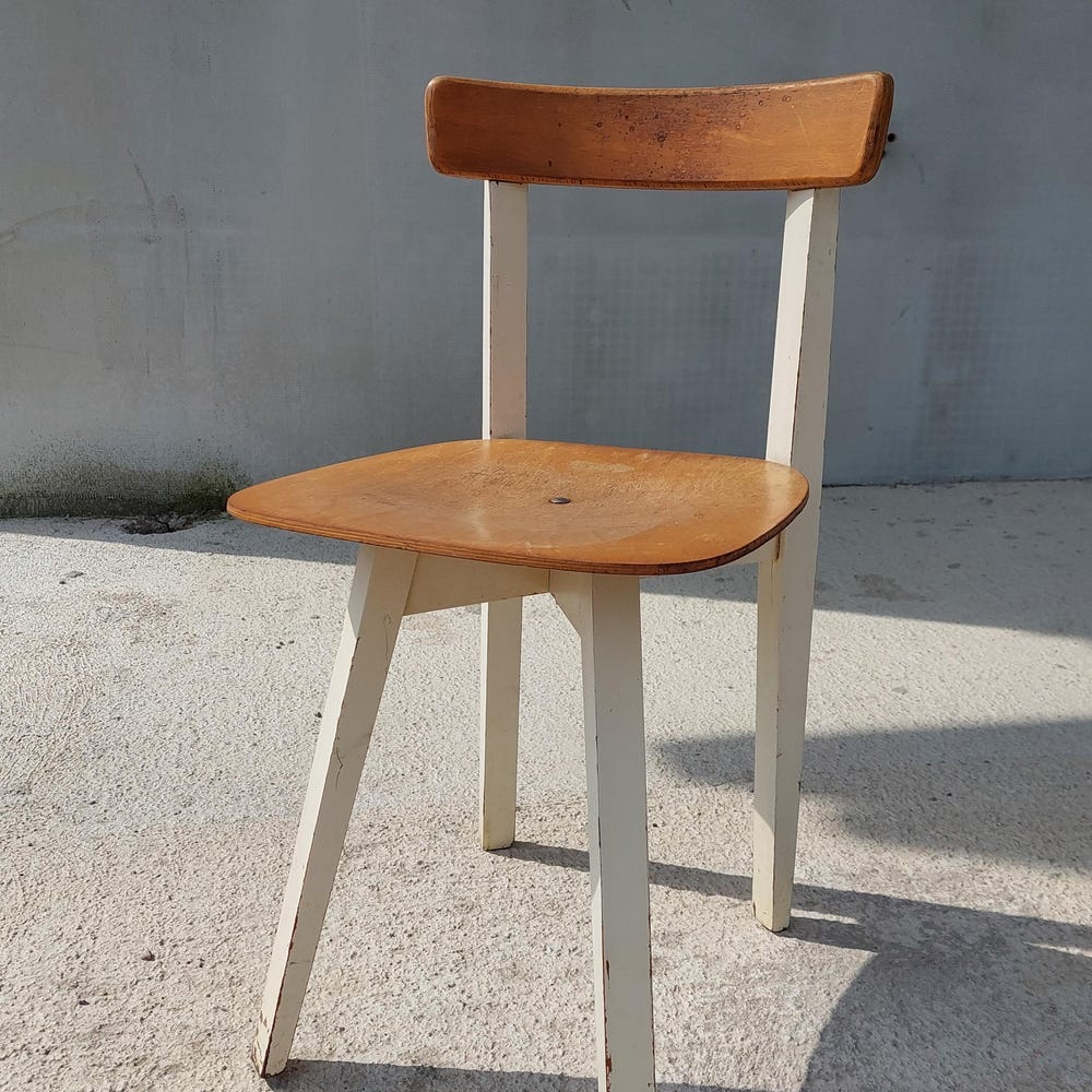Mid Century Wooden Dining Chair / Designer Chair / Niko Kralj for Marles / Rustic Design / Cross Base Chair / 70's - Image 10