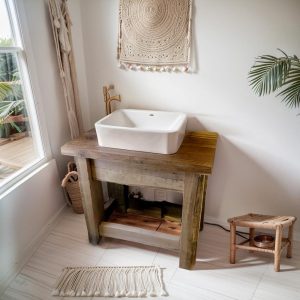 Custom Handmade Rustic Barnwood Vanity Bathroom, Rustic Single Sink Vanity, Unique Reclaimed Farmhouse Vanity, Counter Top Wood Table