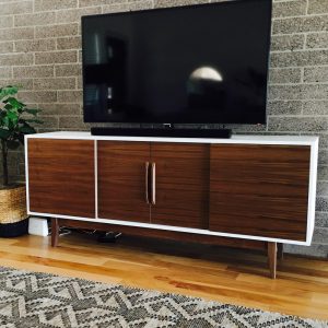72" Bespoke Media Console - 4 Door - White & Mahogany