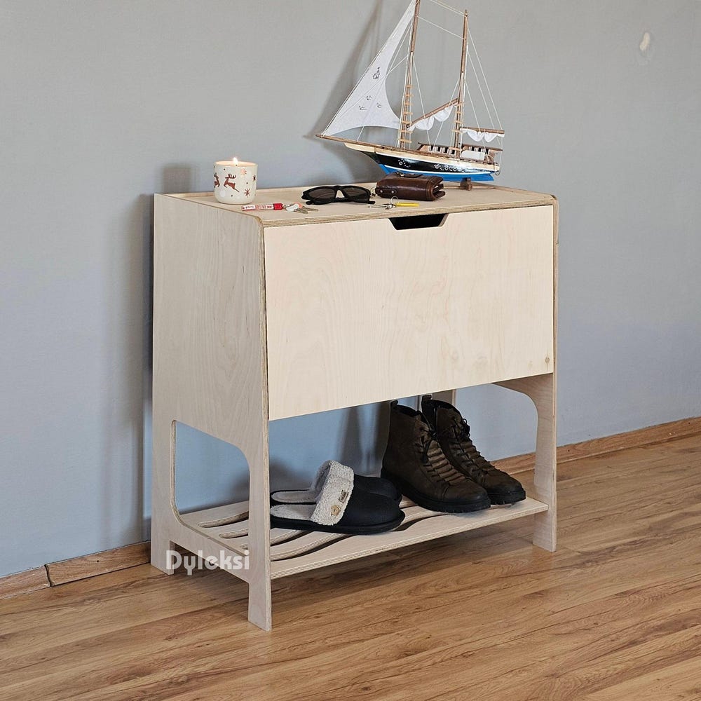 Wooden Shoe Cabinet with Extra Storage | Minimalist Entryway Shoe Shelf | Flip-Down Entryway Organizer | Modern Shoe Rack | Shoe Organizer - Image 4