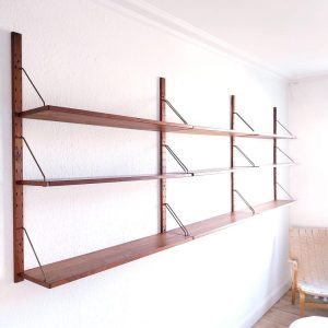 Sven Ellekaer mid century shelving unit teak Danish shelving unit modular wall shelving unit wall mounted shelves with rails mcm wall shelf