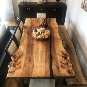 Rustic Walnut Wood Table, Natural Edge Live Edge Dining Table, Wooden Kitchen Table Top, Custom Wood Furniture,Desk
